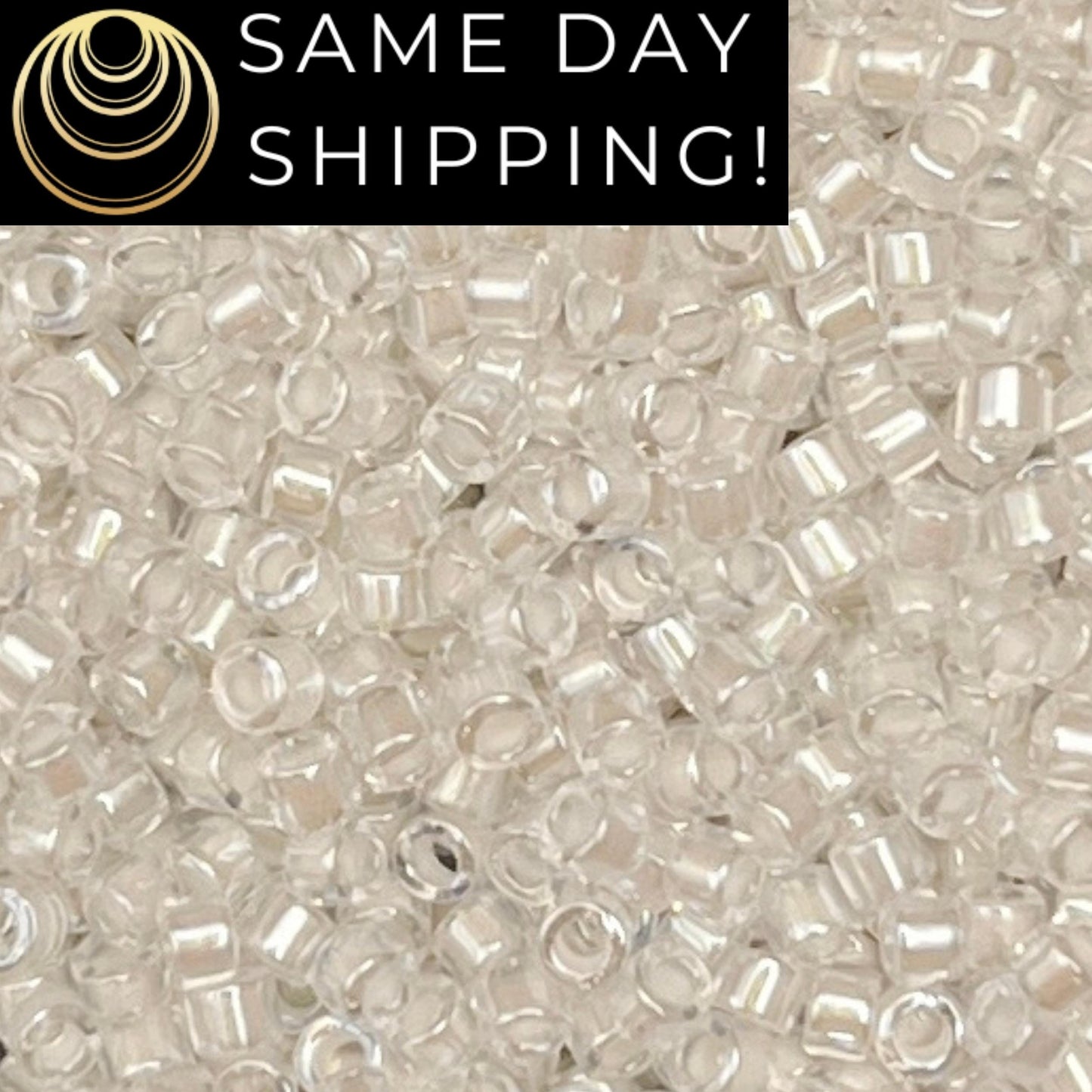 DB1701 11/0 Miyuki Delica Beads Pearl Lined Transparent Pale Beige AB