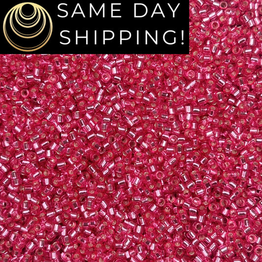 DB1338 11/0 Miyuki Delica Beads Dyed Silver Lined Rose