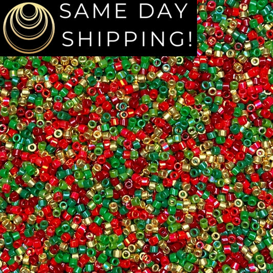 DBMIX9018 (1 gram-20 grams) Miyuki Size 11/0 Delica Beads Holiday Fun Mix-Free Container! Same Day Shipping!