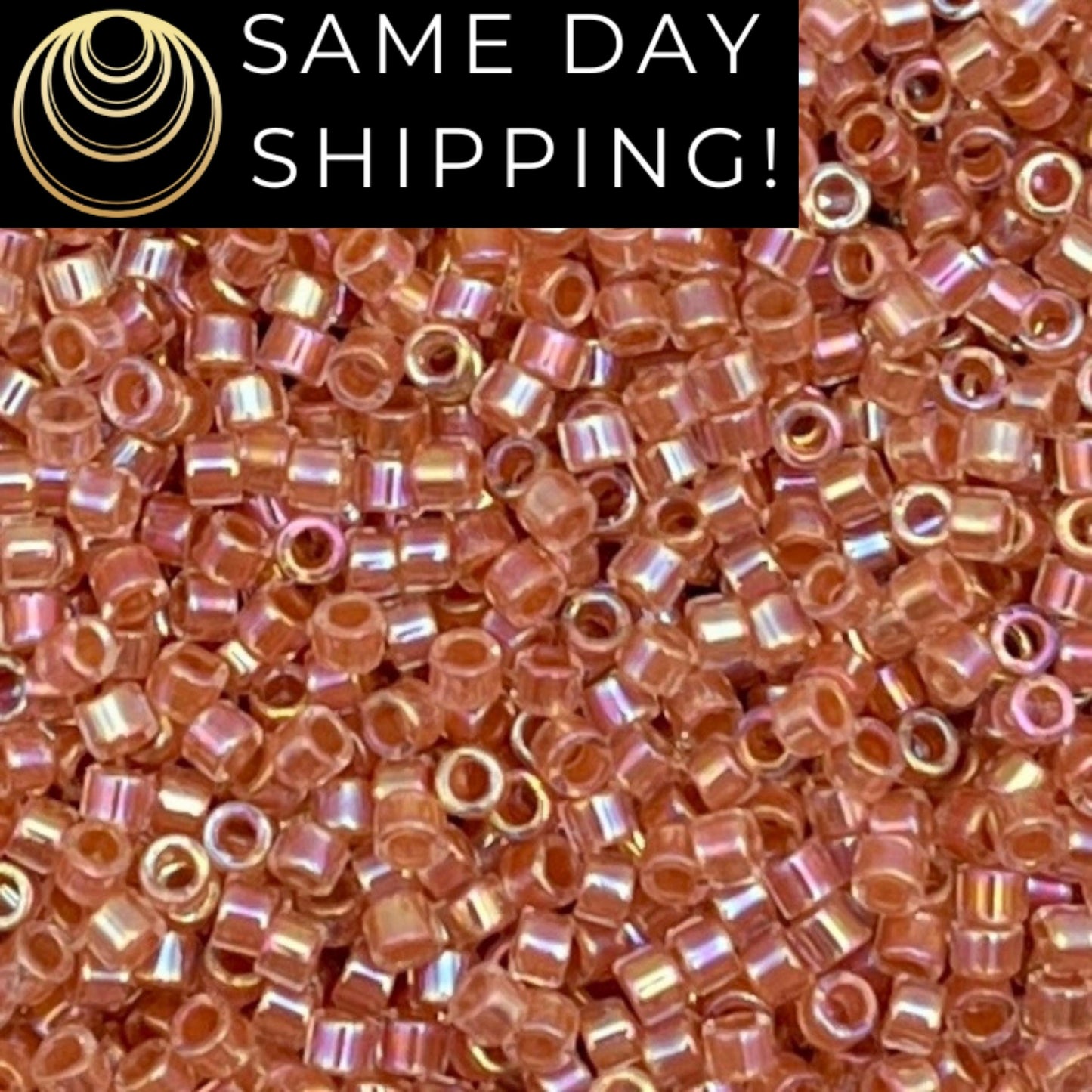 DB0054 11/0 Miyuki Delica Beads Dark Peach Lined Crystal AB