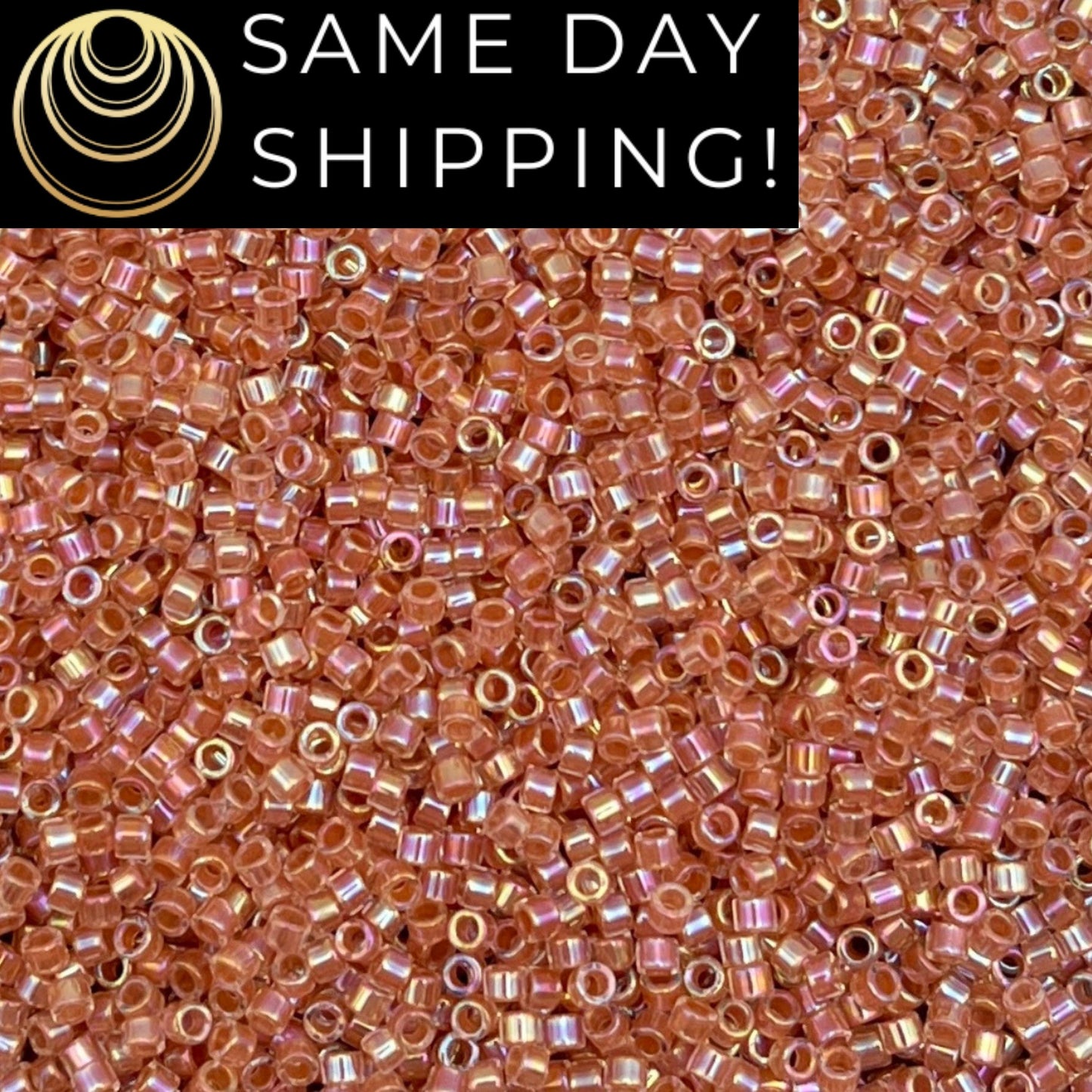 DB0054 11/0 Miyuki Delica Beads Dark Peach Lined Crystal AB