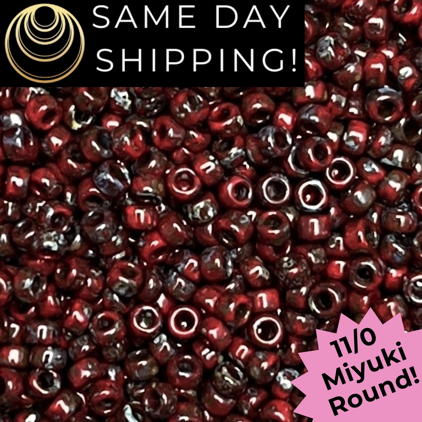 11-4513 11/0 Miyuki Round Matte Garnet Red Picasso Seed Beads