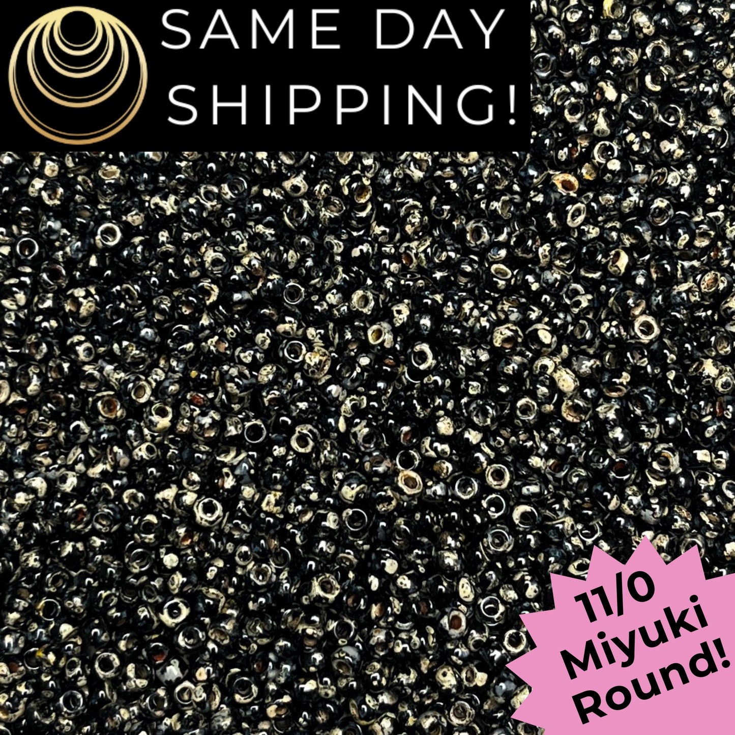 11-4511 11/0 Miyuki Round Matte Smoky Black Picasso Seed Beads