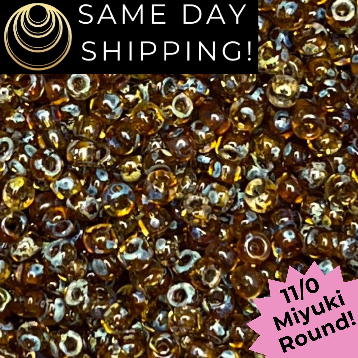 11-4501 11/0 Miyuki Round Transparent Saffron Picasso Seed Beads