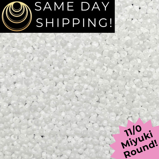 11-0402 11/0 Miyuki Opaque White Round Rocaille Seed Beads