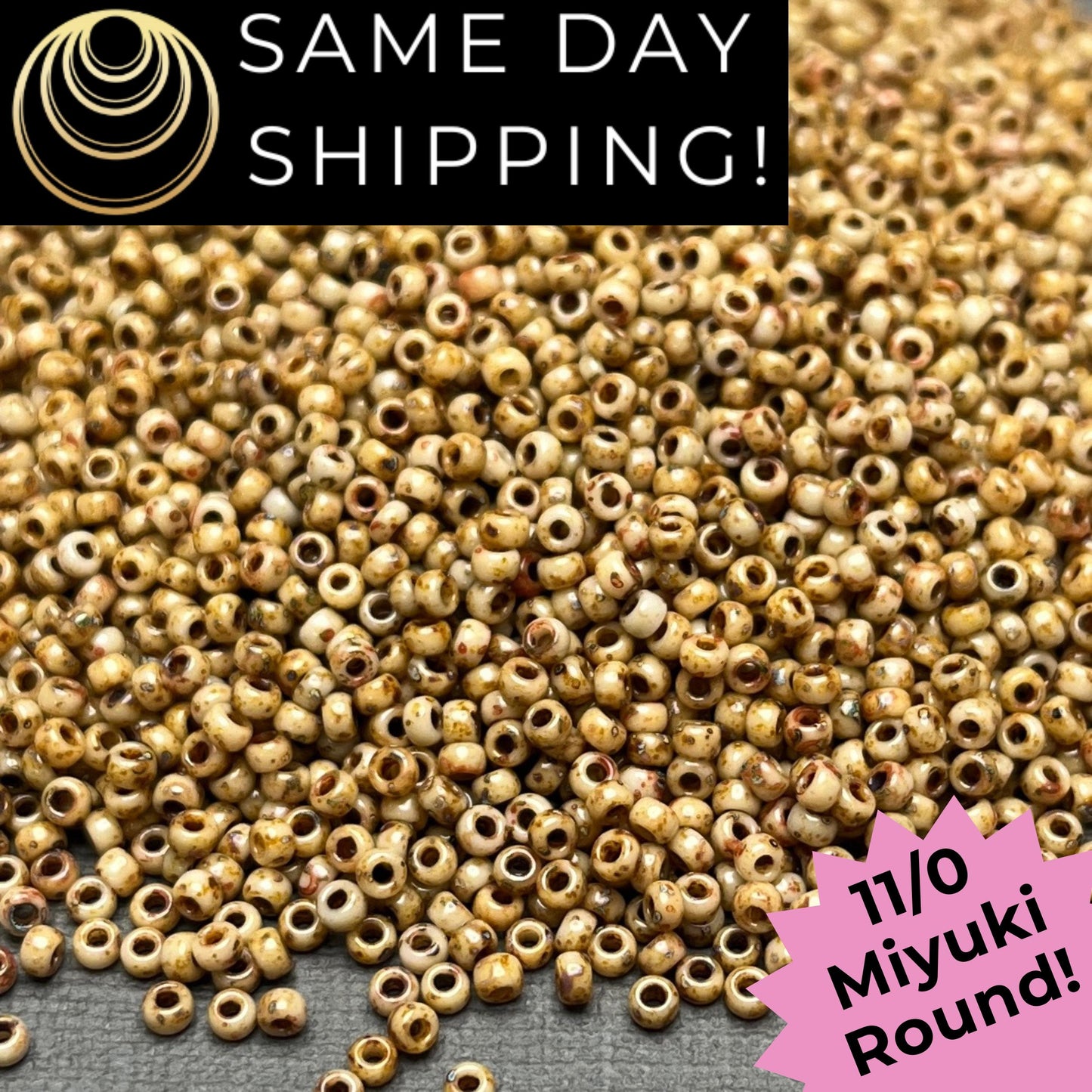 11-4517 11/0 Miyuki Round Brown Tan Matte Picasso Seed Beads