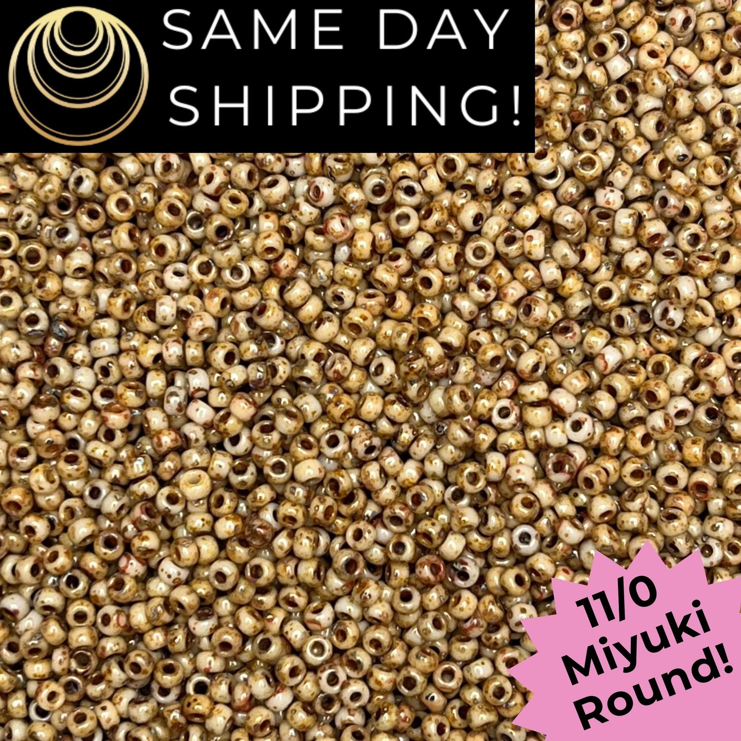 11-4517 11/0 Miyuki Round Brown Tan Matte Picasso Seed Beads