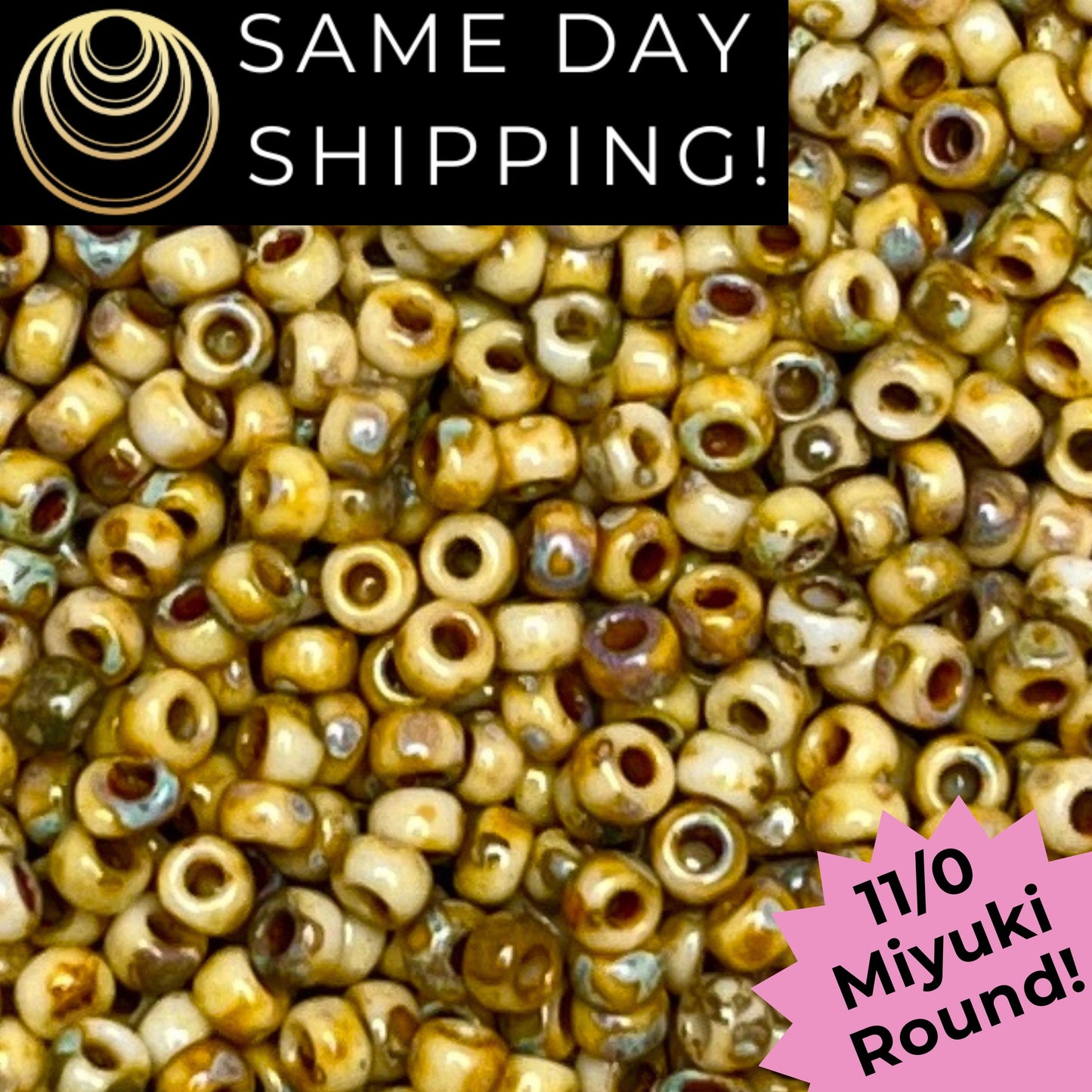 11-4512 11/0 Miyuki Round Matte Canary Yellow Picasso Seed Beads