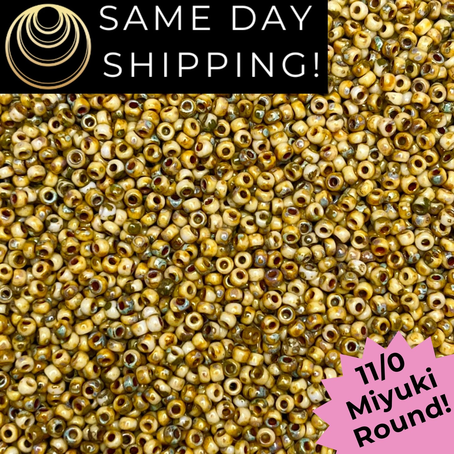 11-4512 11/0 Miyuki Round Matte Canary Yellow Picasso Seed Beads