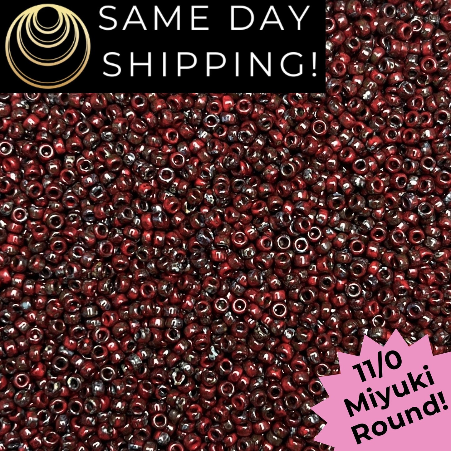11-4513 11/0 Miyuki Round Matte Garnet Red Picasso Seed Beads