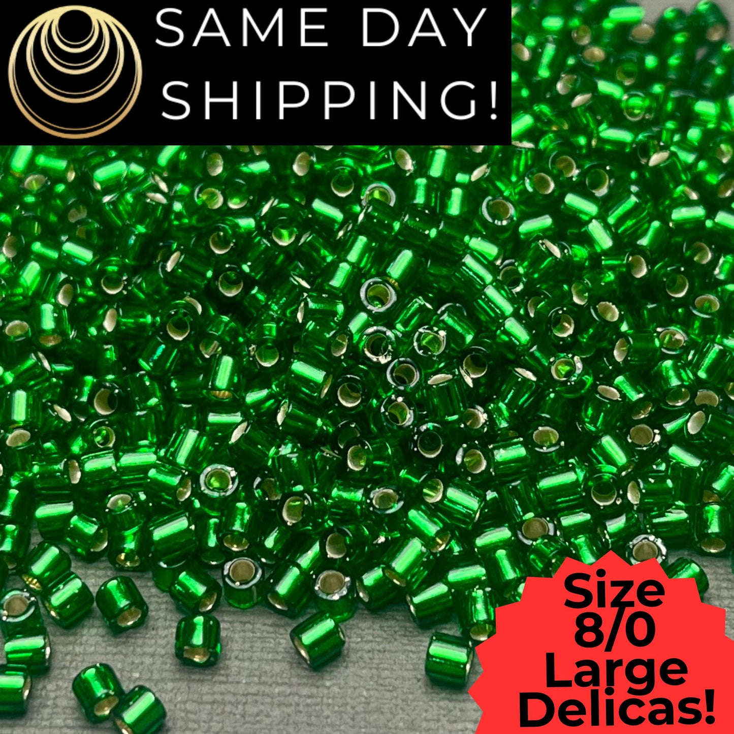 DBL0046 8/0 LARGE Miyuki Delica Beads Silver Lined Light Green