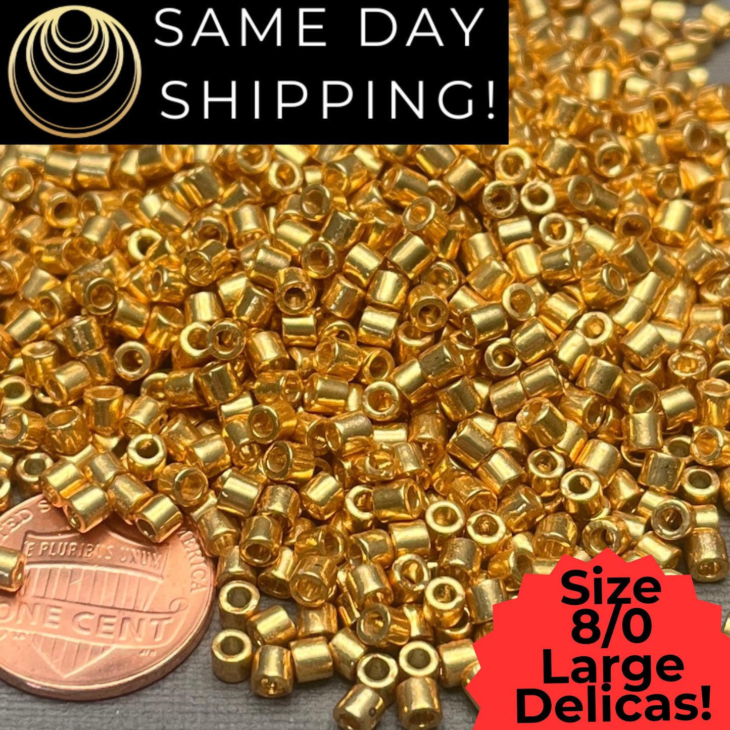 DBL1832 8/0 LARGE Miyuki Delica Beads Duracoat Galvanized Gold