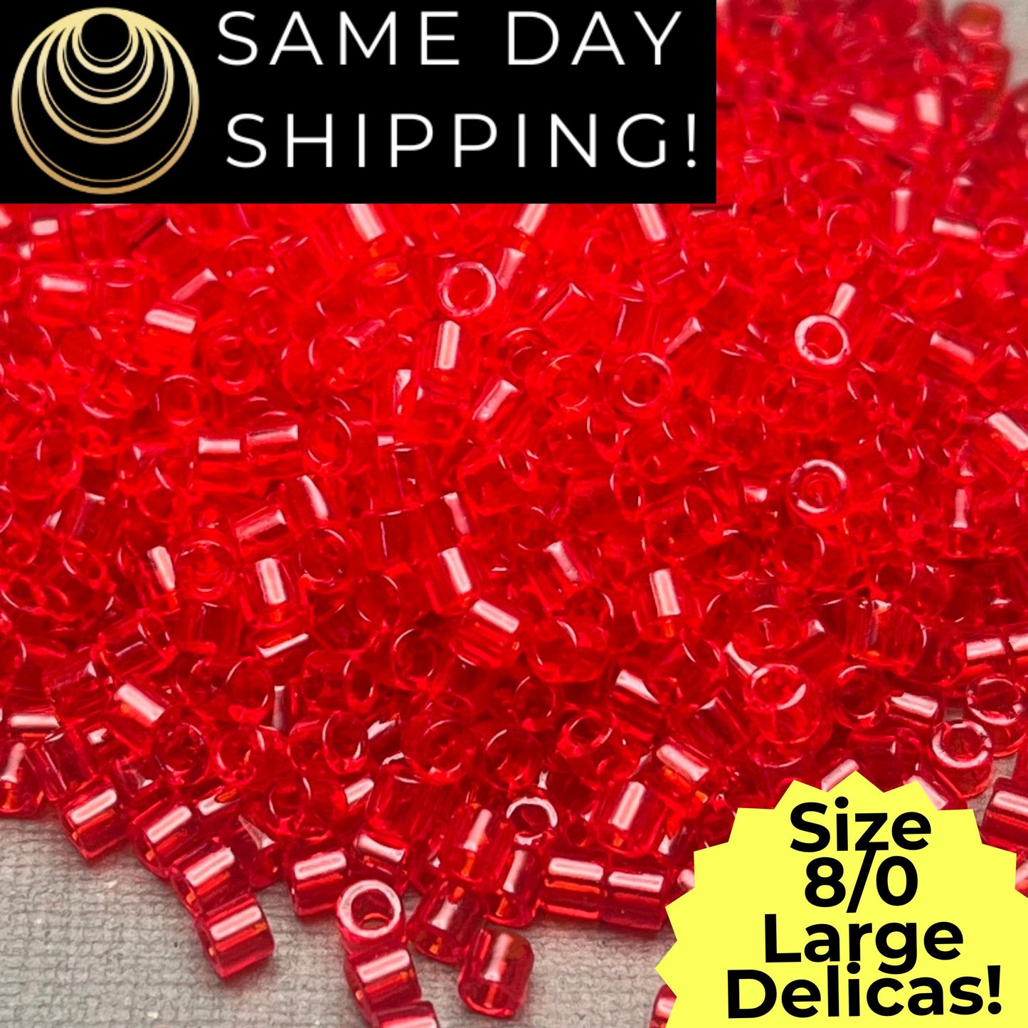 DBL0704 8/0 LARGE Miyuki Delica Beads Transparent Red