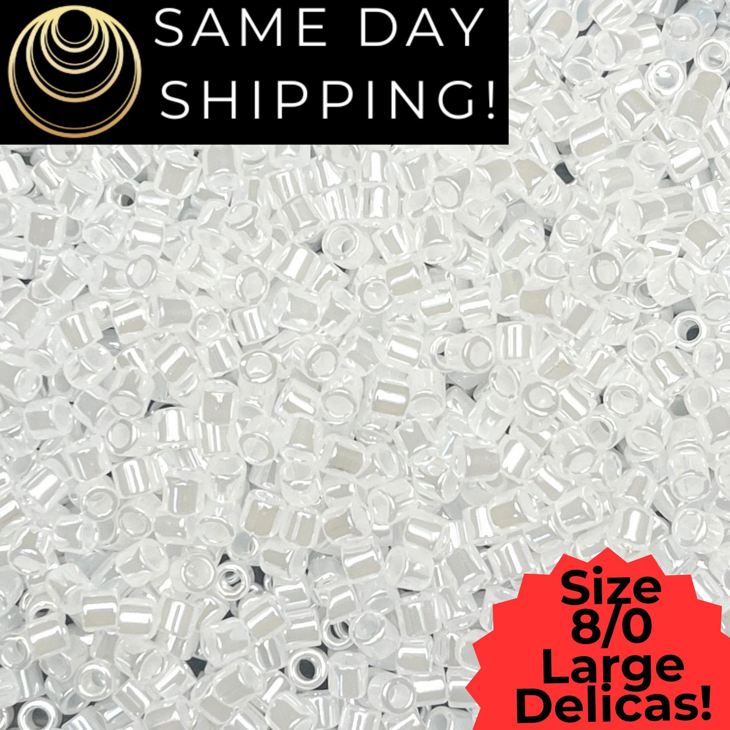 DBL0231 8/0 LARGE Miyuki Delica Beads White Crystal Lined Luster