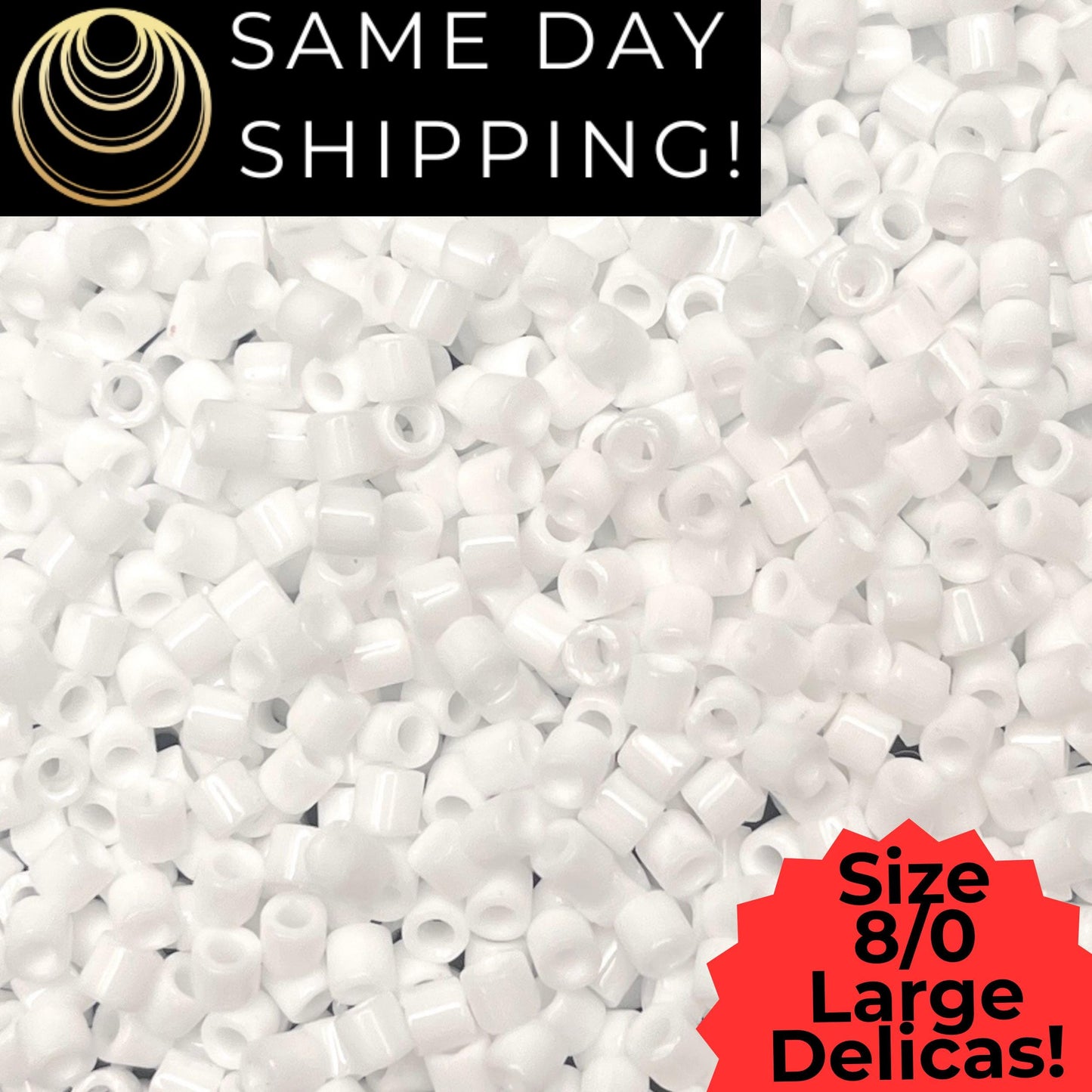 DBL0200 8/0 LARGE Miyuki Delica Beads Opaque White