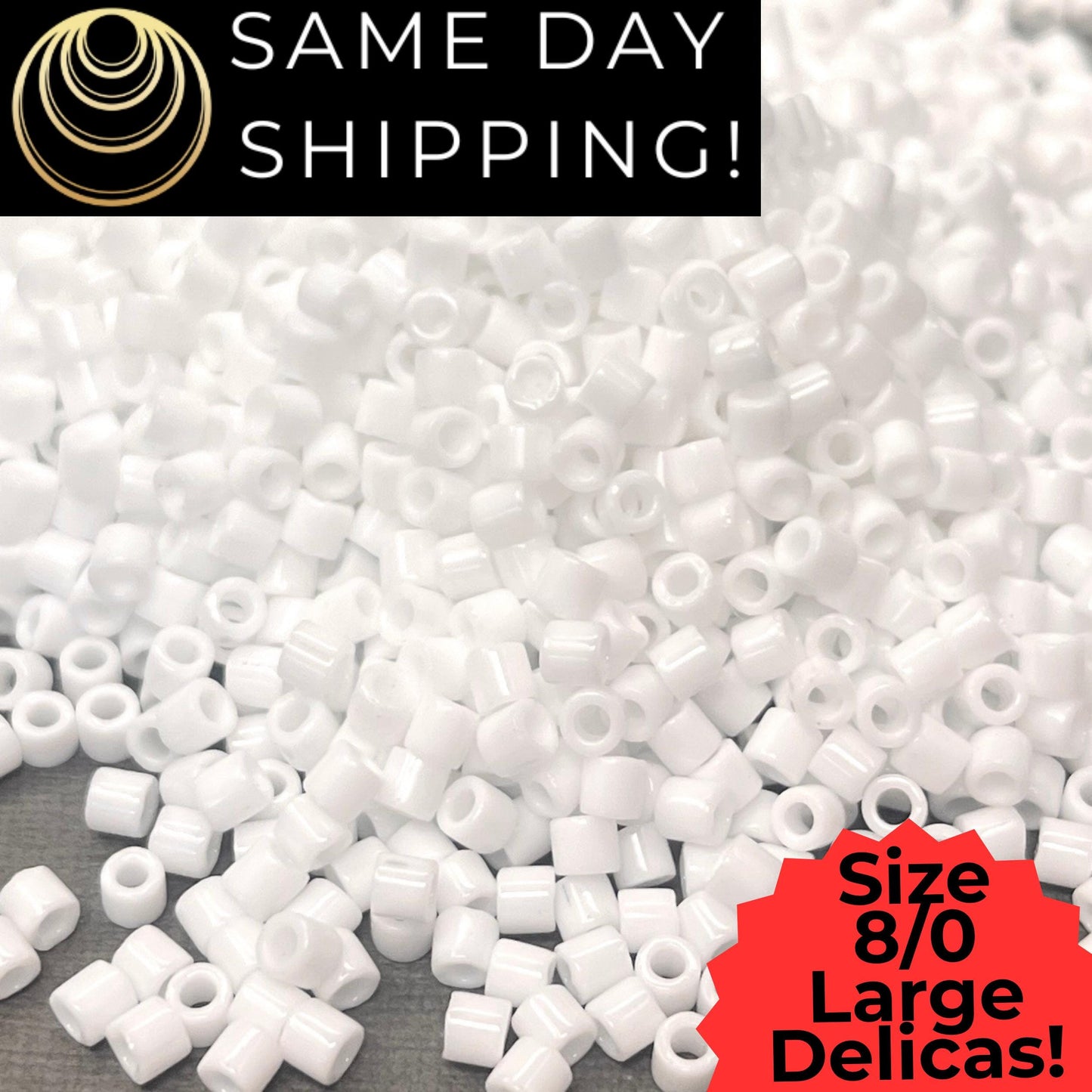 DBL0200 8/0 LARGE Miyuki Delica Beads Opaque White