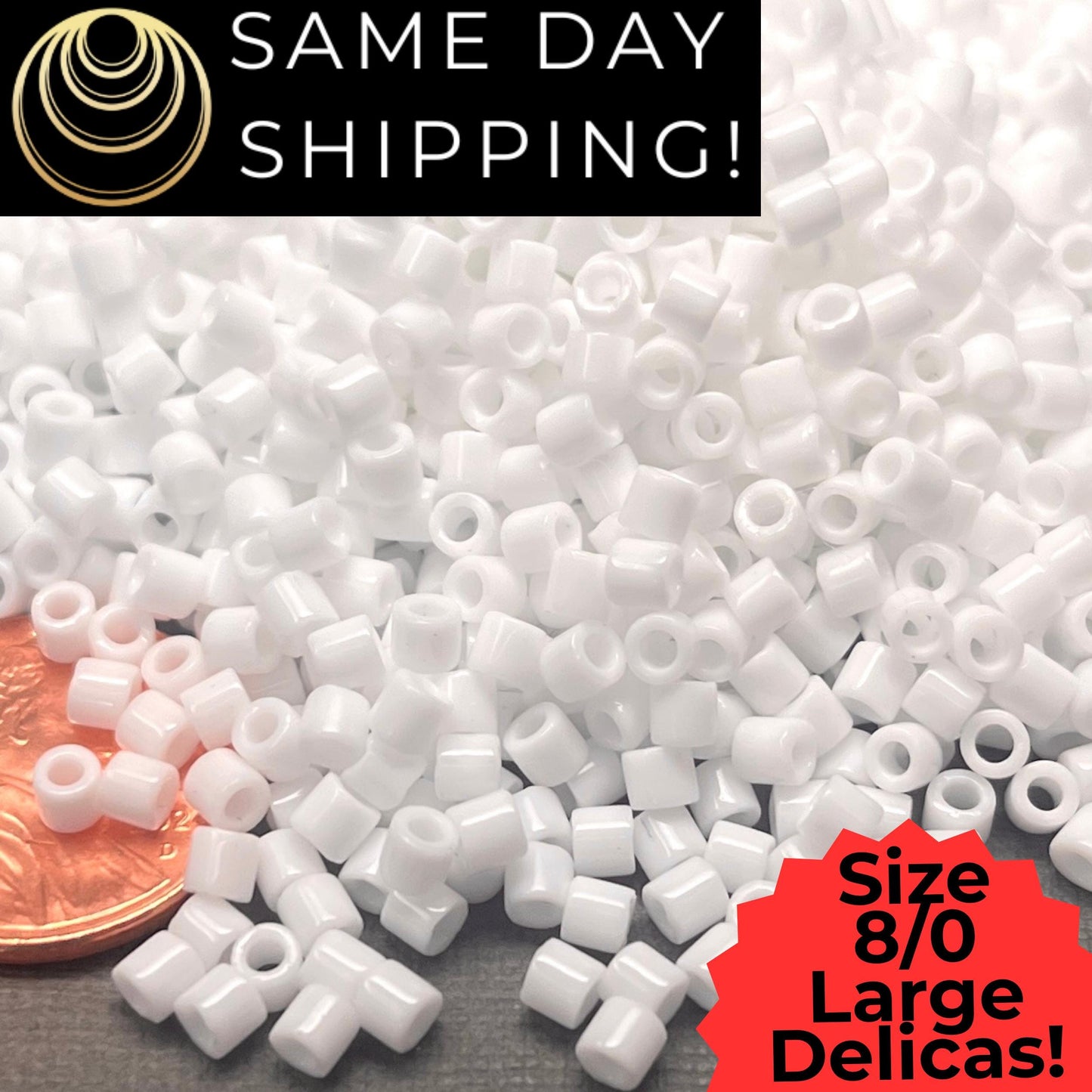 DBL0200 8/0 LARGE Miyuki Delica Beads Opaque White