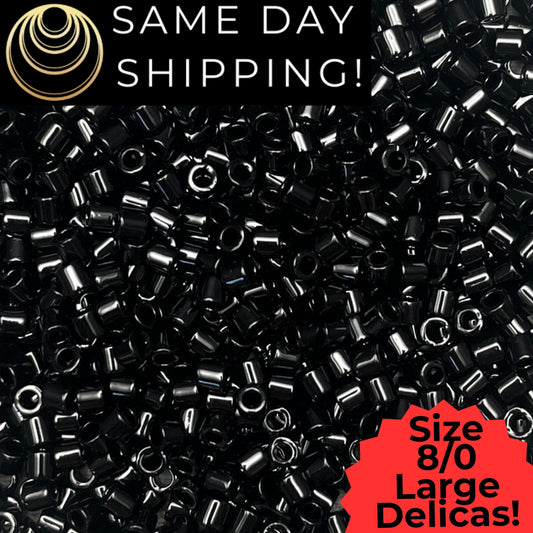 DBL0010 8/0 LARGE Miyuki Delica Beads Opaque Black