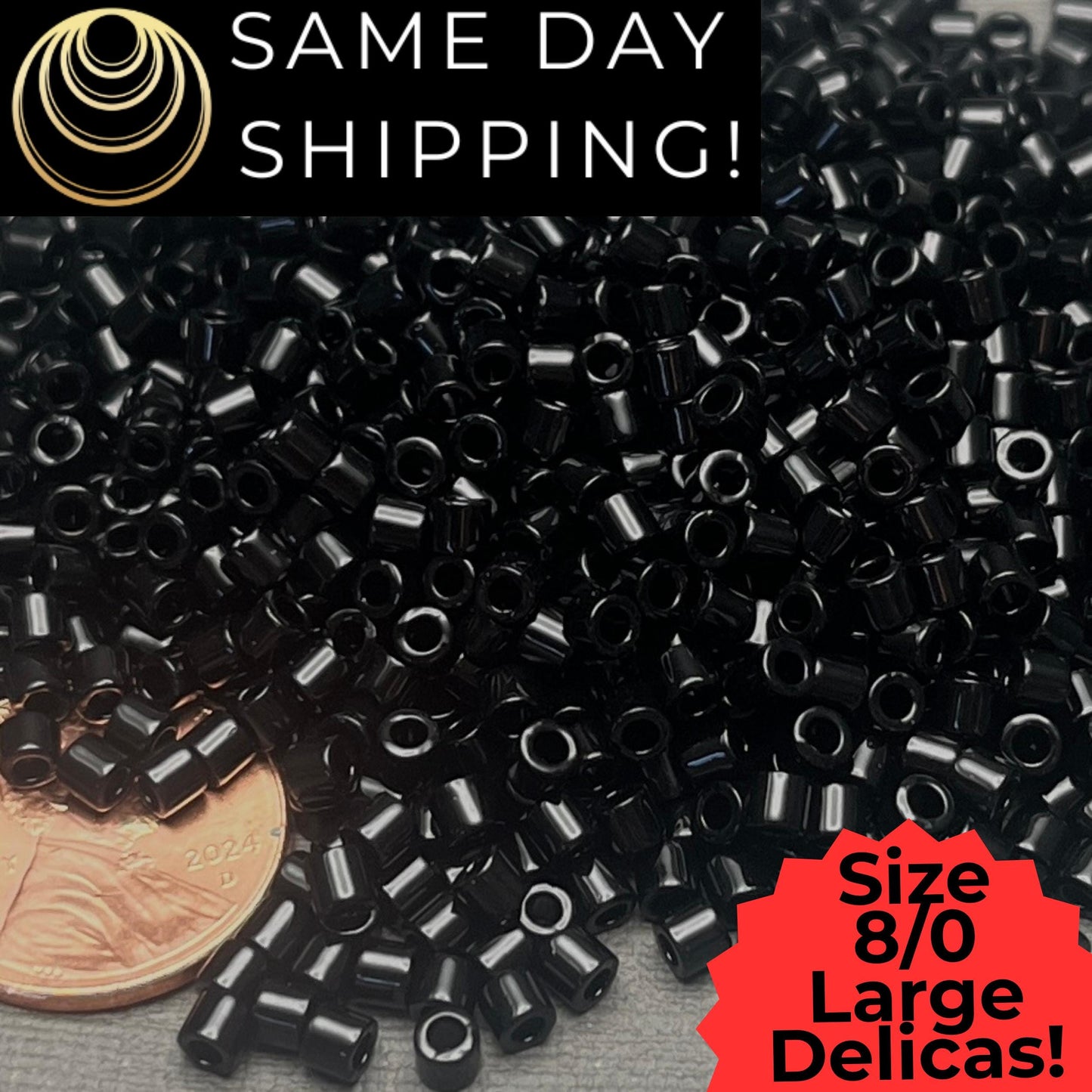 DBL0010 8/0 LARGE Miyuki Delica Beads Opaque Black