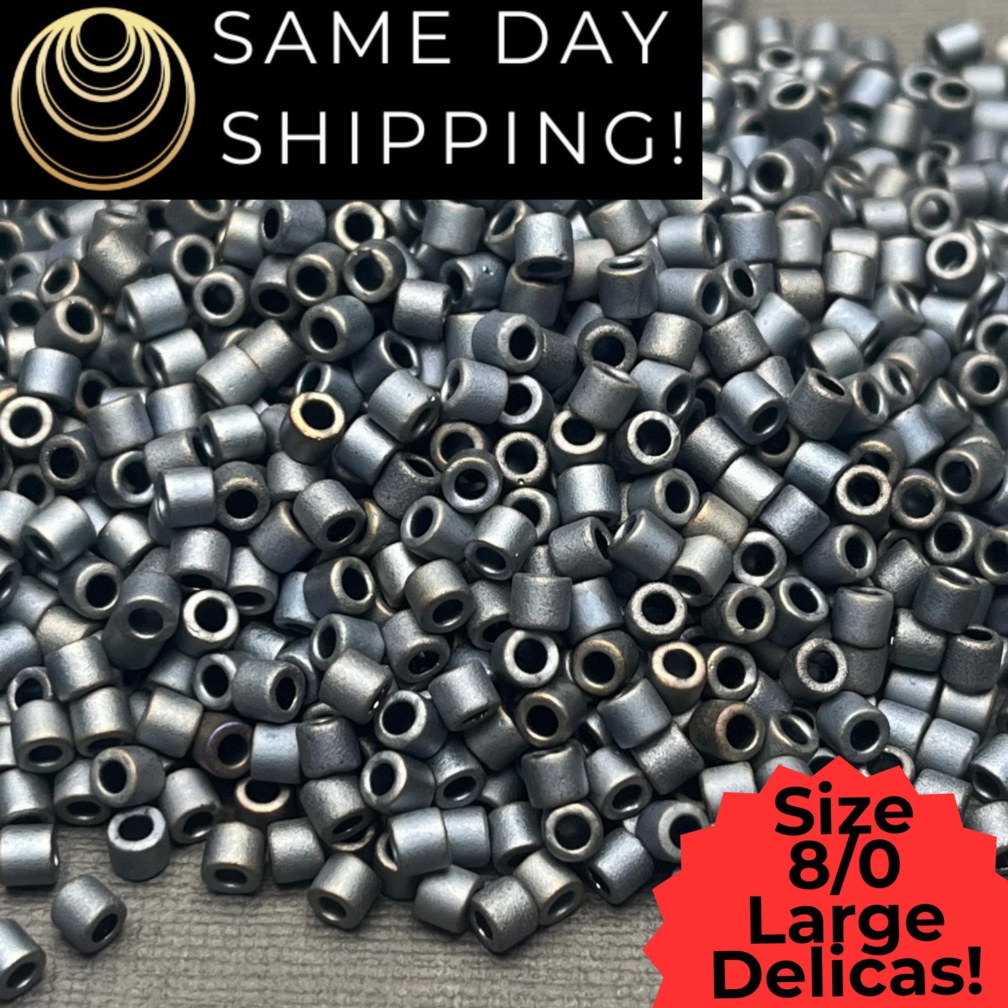DBL0307 8/0 LARGE Miyuki Delica Beads Matte Metallic Silver Gray