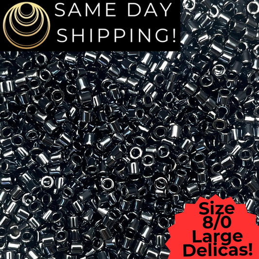 DBL0001 8/0 LARGE Miyuki Delica Beads Metallic Gunmetal