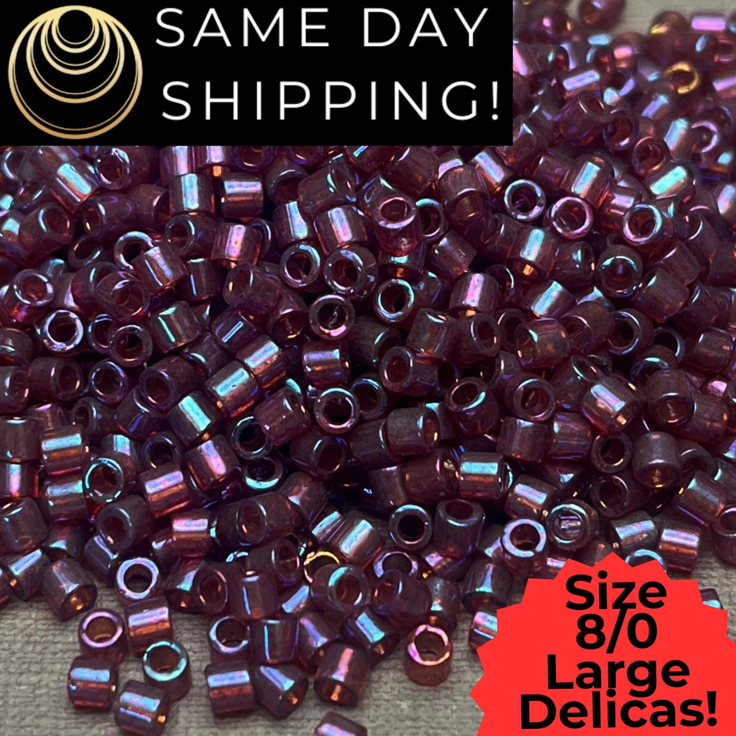DBL0104 8/0 LARGE Miyuki Delica Beads Claret Plum Rainbow