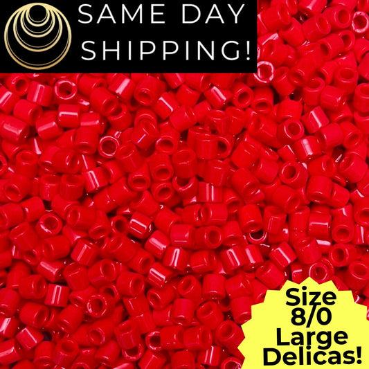 DBL0723 8/0 LARGE Miyuki Delica Beads Opaque Red