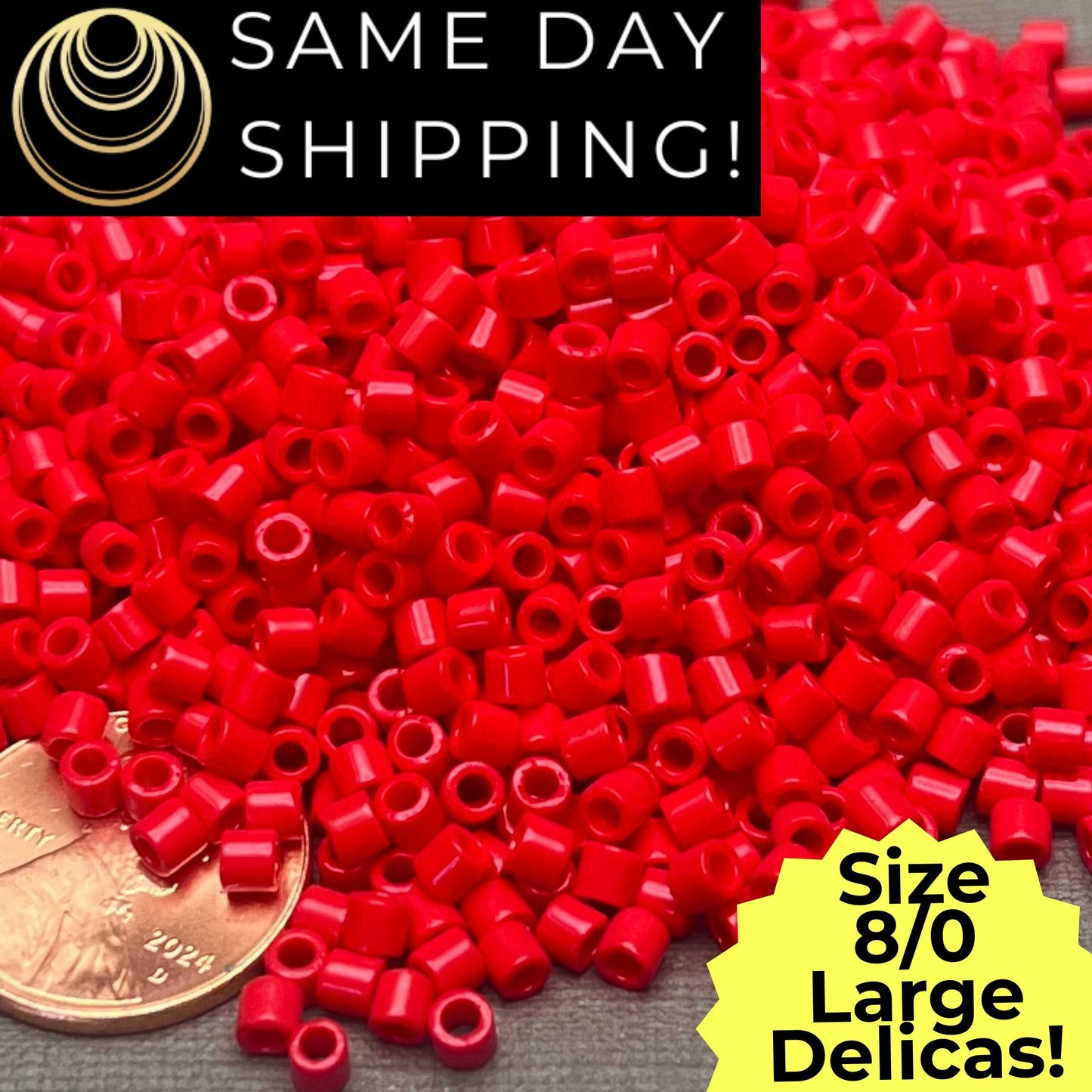 DBL0723 8/0 LARGE Miyuki Delica Beads Opaque Red