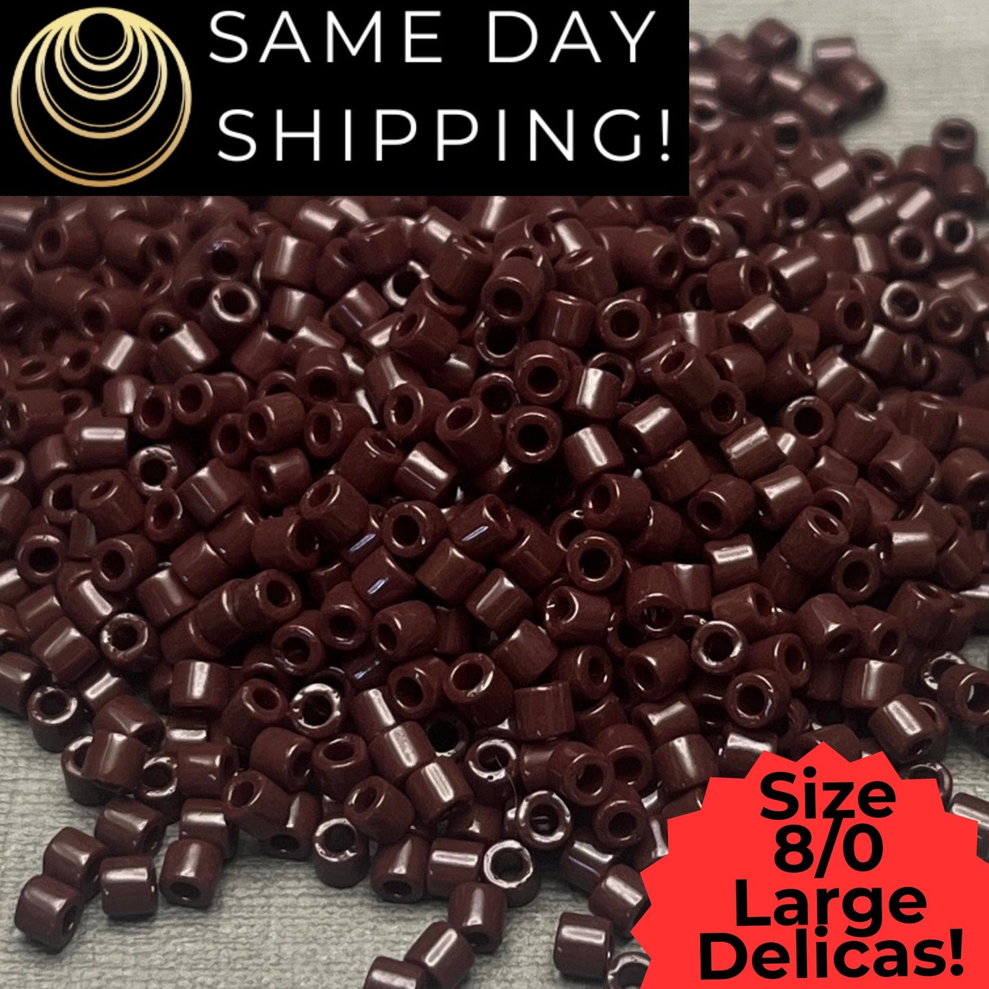 DBL0734 8/0 LARGE Miyuki Delica Beads Opaque Chocolate Brown