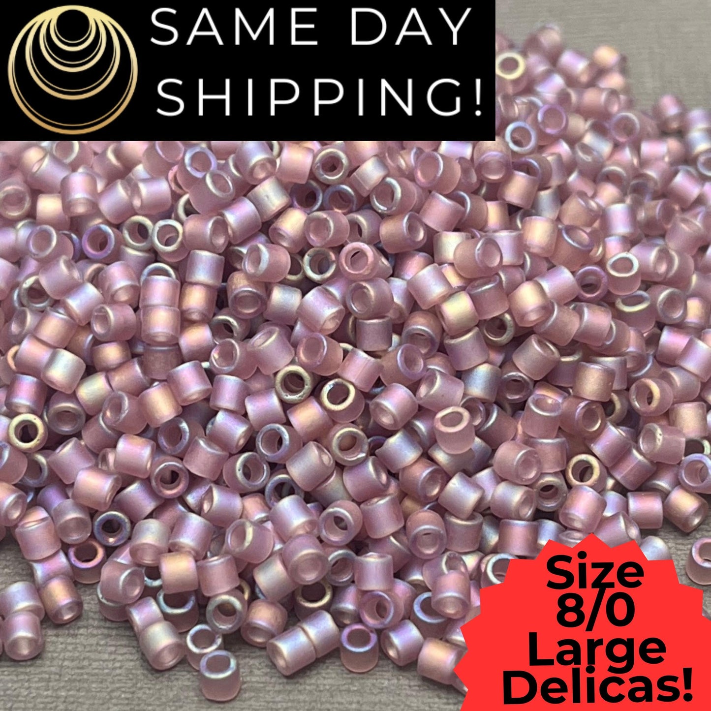 DBL0857 8/0 LARGE Miyuki Delica Beads Matte Transparent Smoky Amethyst AB