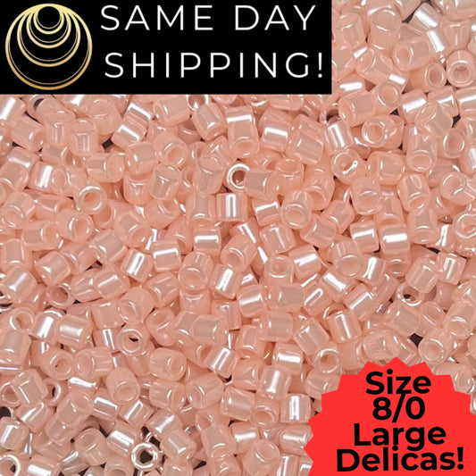 DBL0234 8/0 LARGE Miyuki Delica Beads Crystal Pastel Pink Ceylon Luster