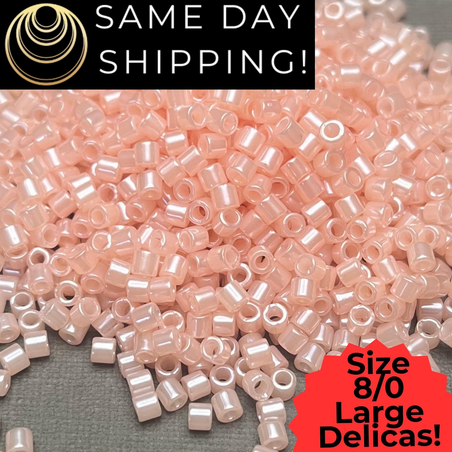 DBL0234 8/0 LARGE Miyuki Delica Beads Crystal Pastel Pink Ceylon Luster