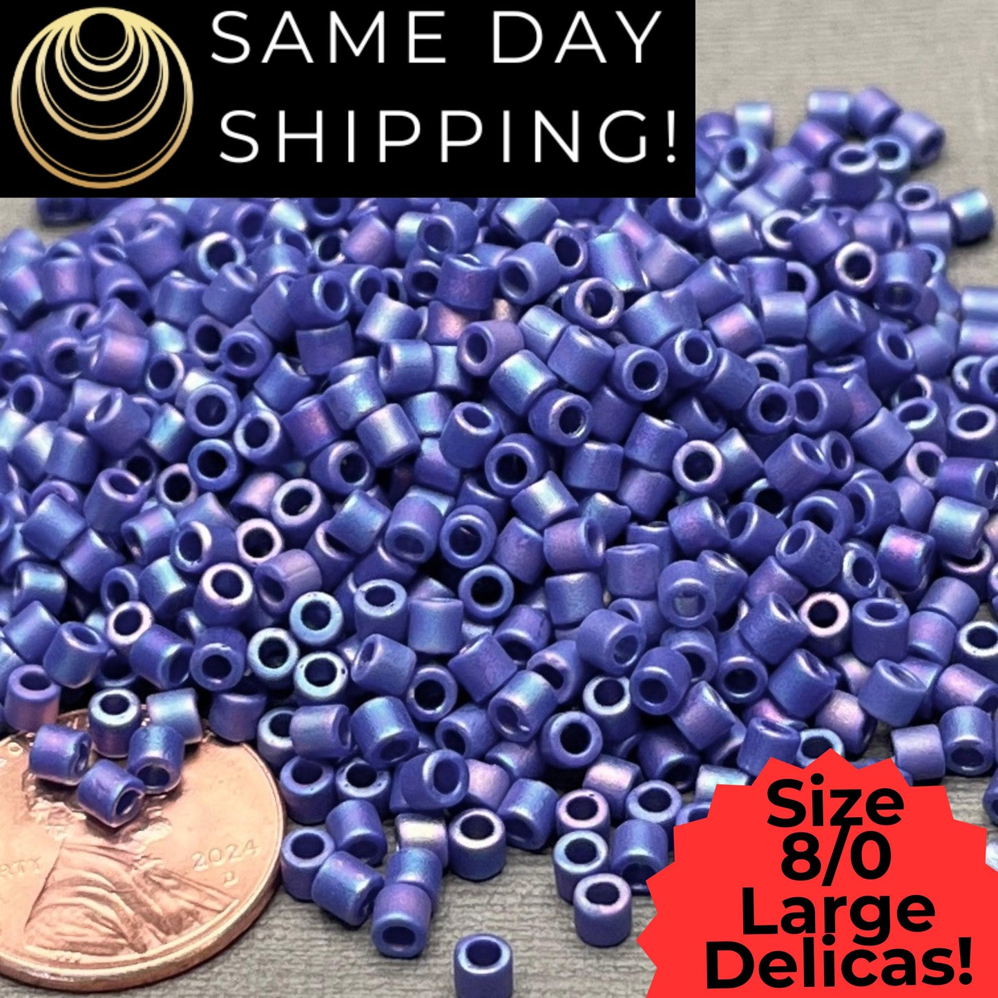 DBL0880 8/0 LARGE Miyuki Delica Beads Matte Opaque Cobalt Blue AB