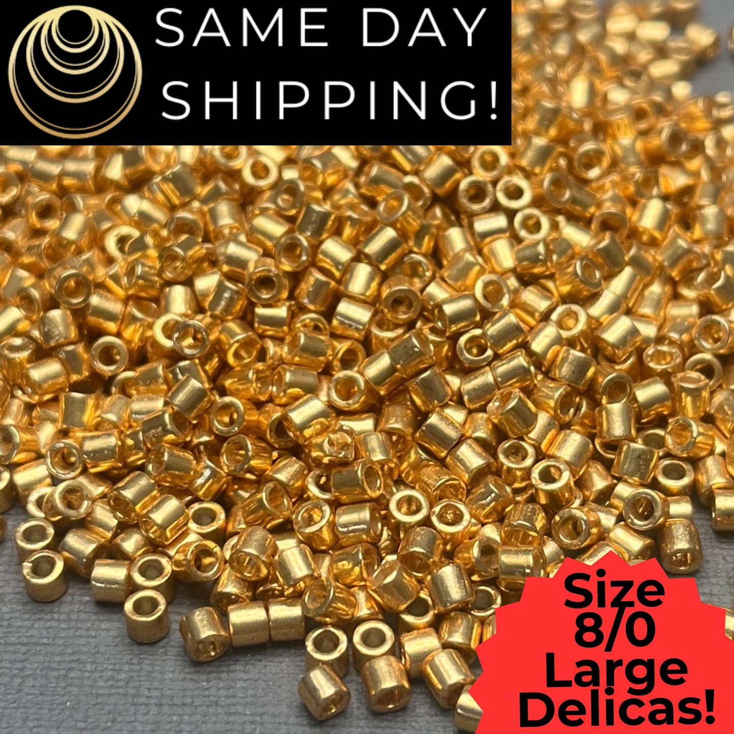 DBL1832 8/0 LARGE Miyuki Delica Beads Duracoat Galvanized Gold