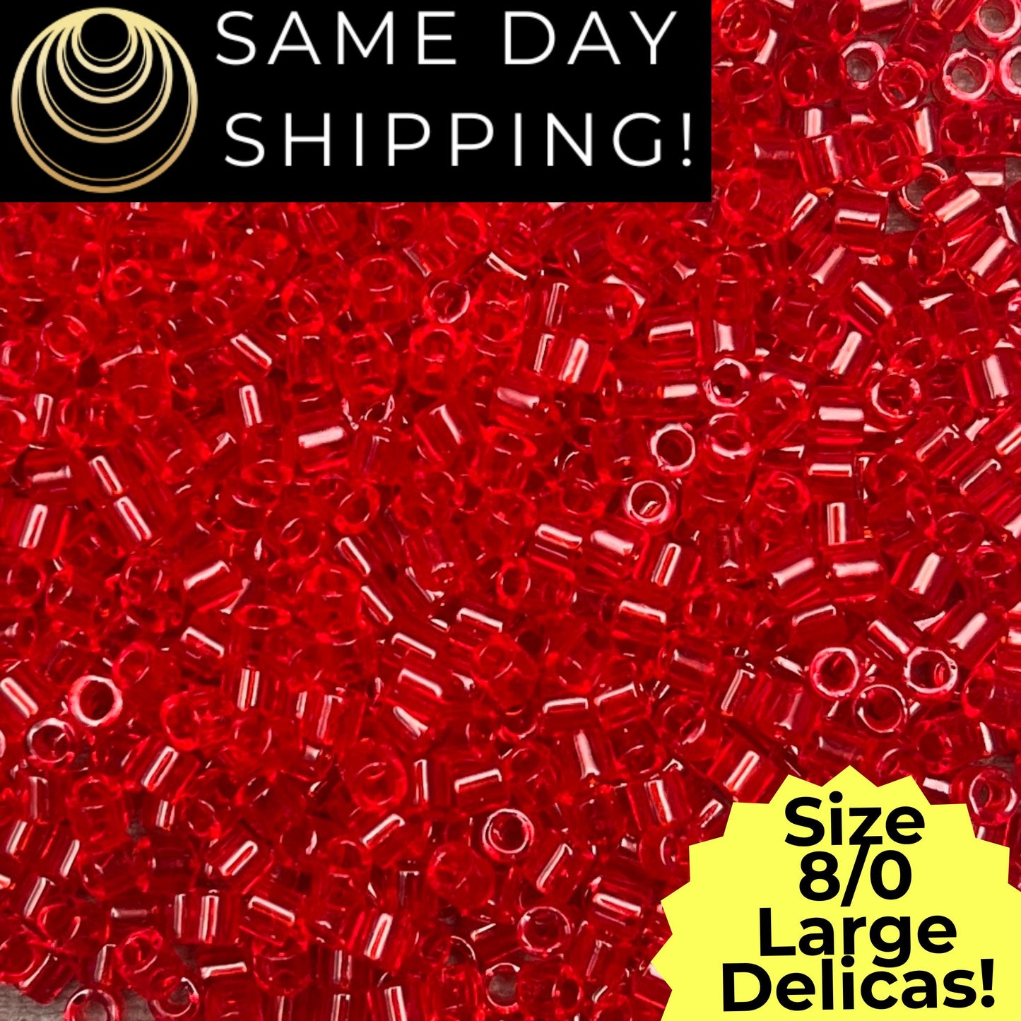 DBL0704 8/0 LARGE Miyuki Delica Beads Transparent Red