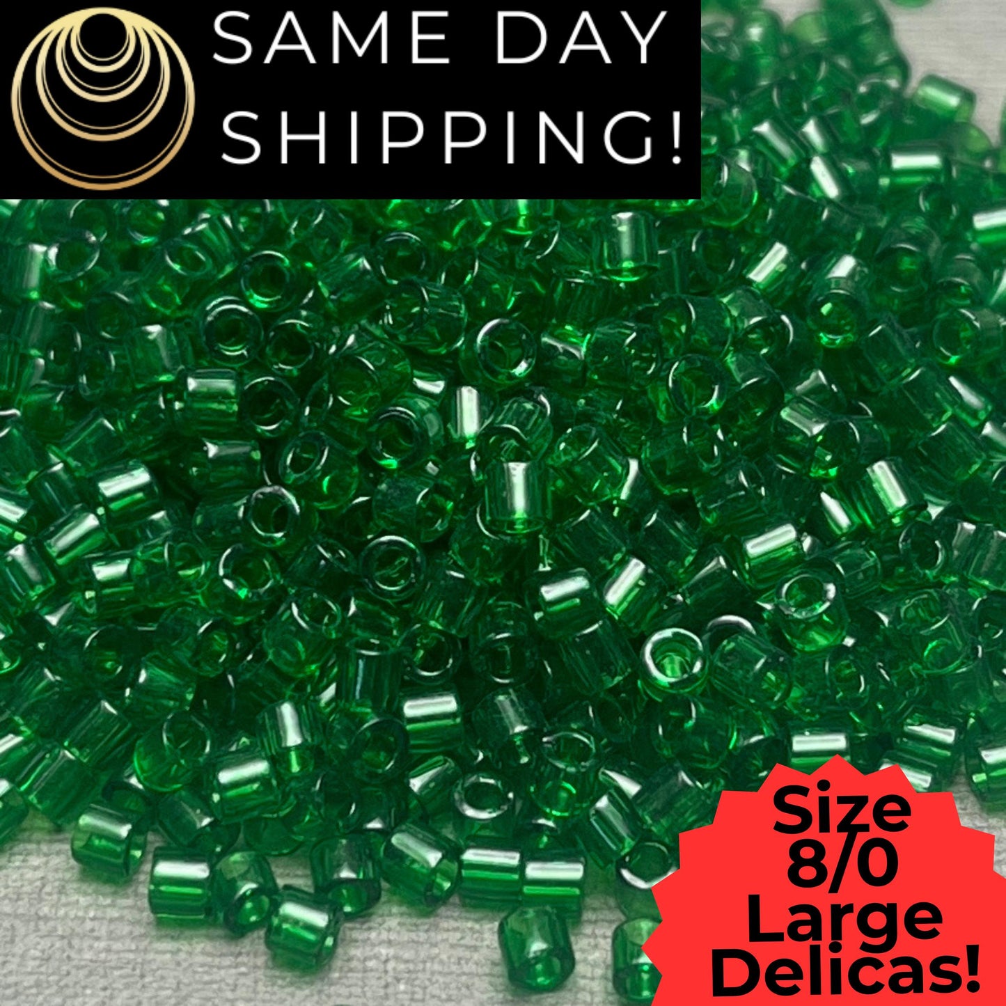 DBL0705 8/0 LARGE Miyuki Delica Beads Transparent Green