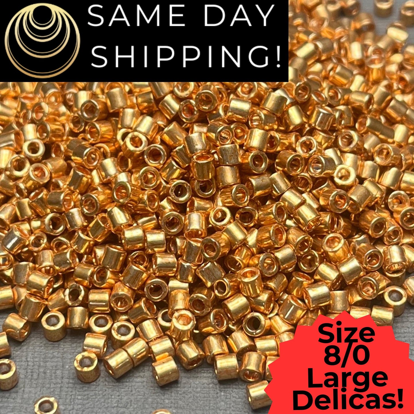 DBL0410 8/0 LARGE Miyuki Delica Beads Galvanized Yellow Gold