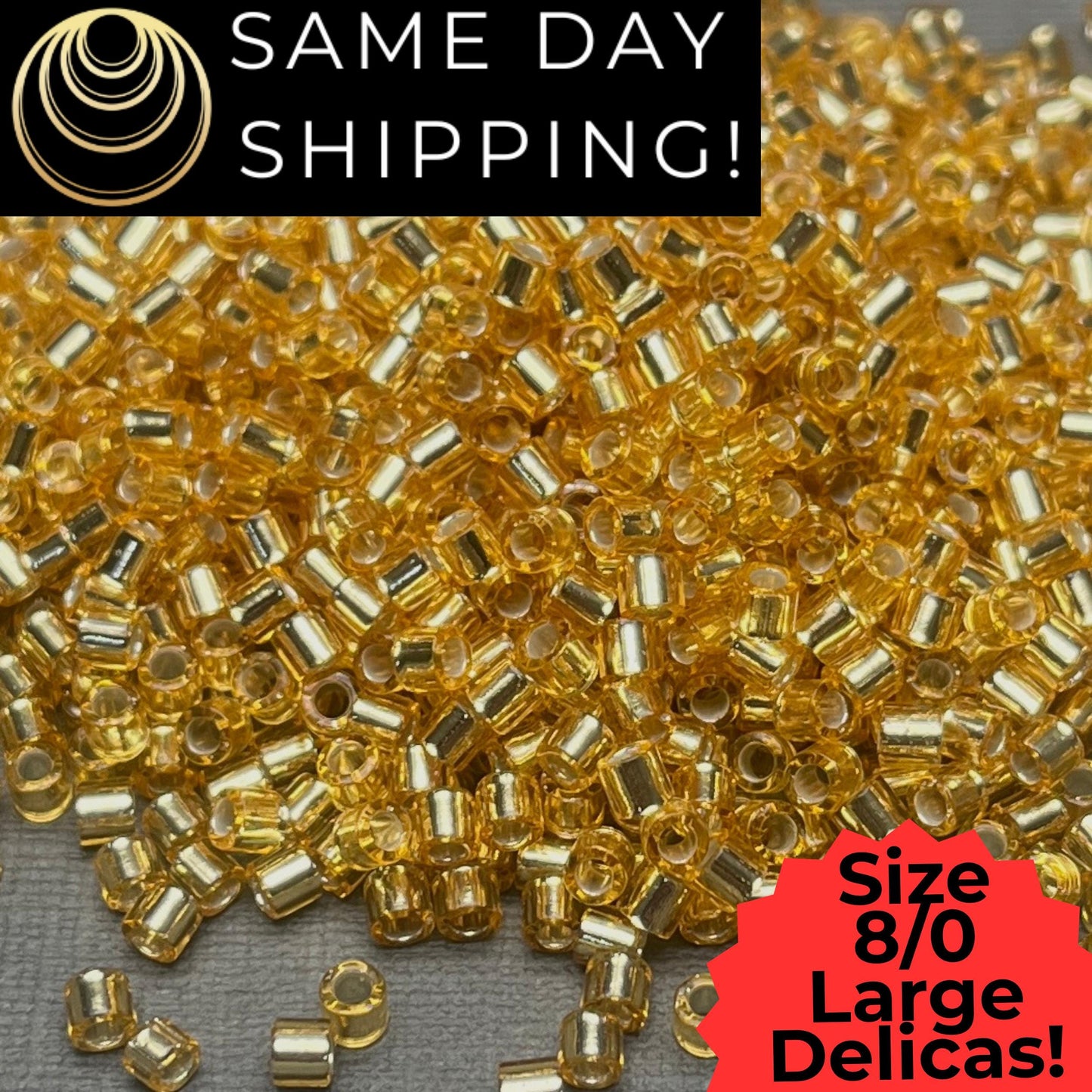DBL0042 8/0 LARGE Miyuki Delica Beads Silver Lined Gold