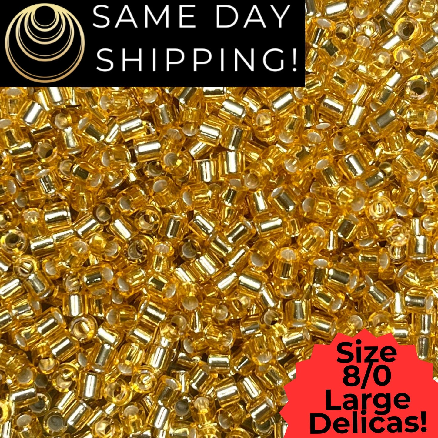 DBL0042 8/0 LARGE Miyuki Delica Beads Silver Lined Gold