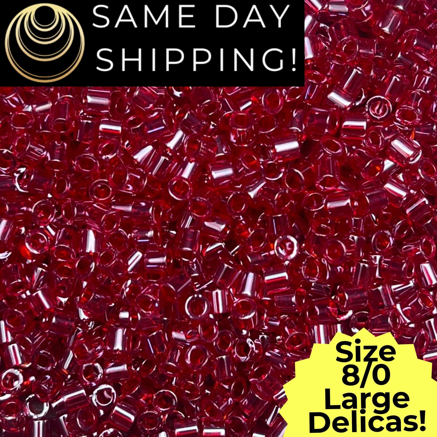 DBL0098 8/0 LARGE Miyuki Delica Beads Transparent Red Ceylon