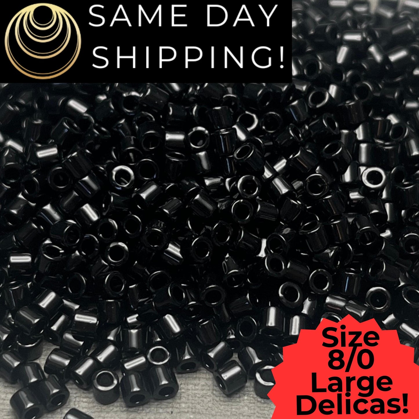 DBL0010 8/0 LARGE Miyuki Delica Beads Opaque Black