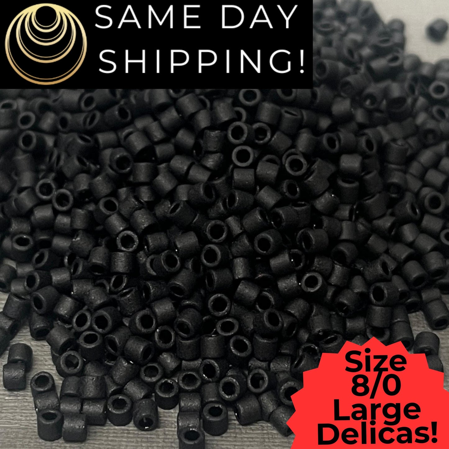 DBL0310 8/0 LARGE Miyuki Delica Beads Opaque Matte Black