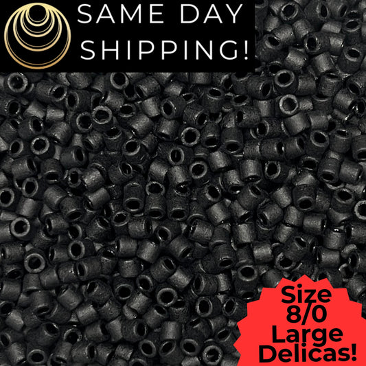 DBL0310 8/0 LARGE Miyuki Delica Beads Opaque Matte Black