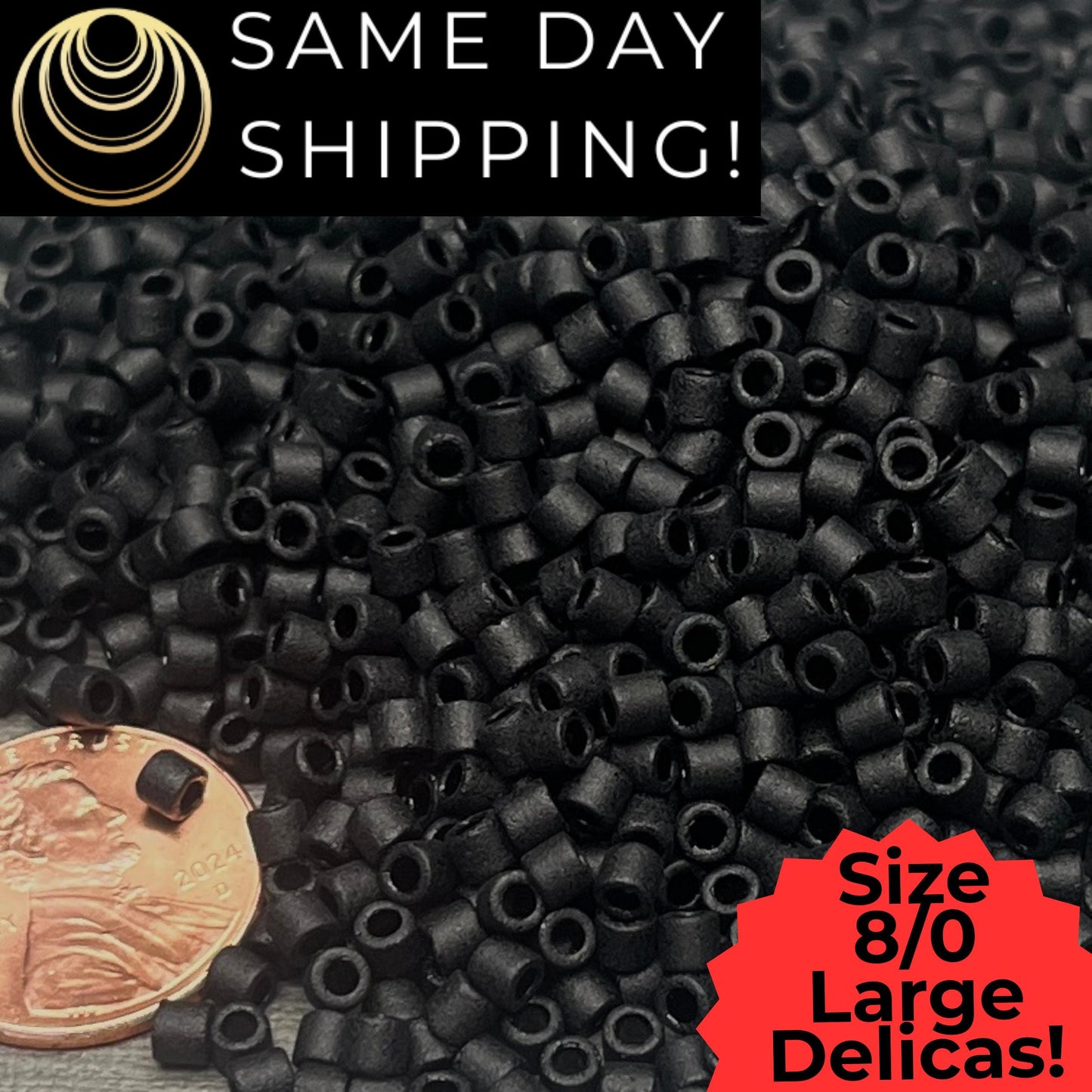 DBL0310 8/0 LARGE Miyuki Delica Beads Opaque Matte Black