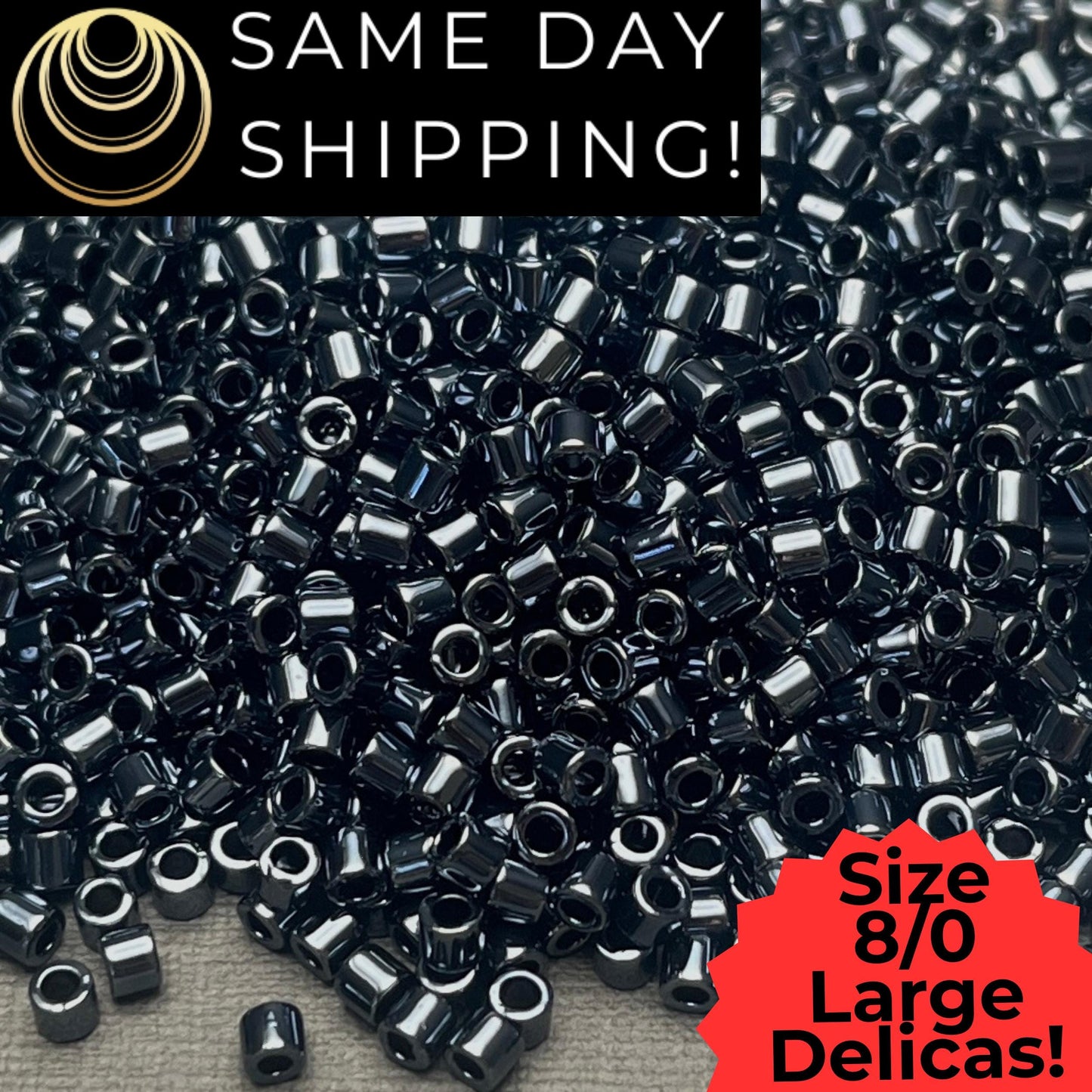 DBL0001 8/0 LARGE Miyuki Delica Beads Metallic Gunmetal
