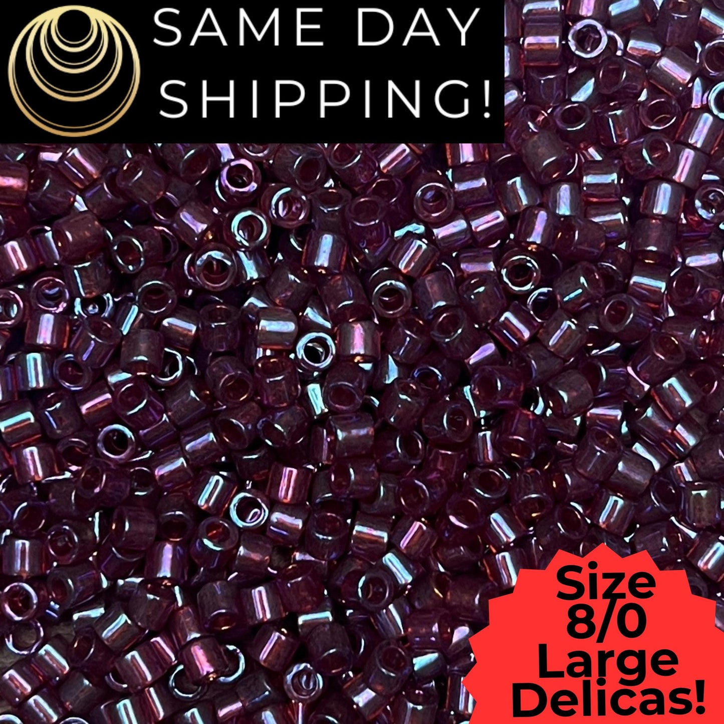 DBL0104 8/0 LARGE Miyuki Delica Beads Claret Plum Rainbow