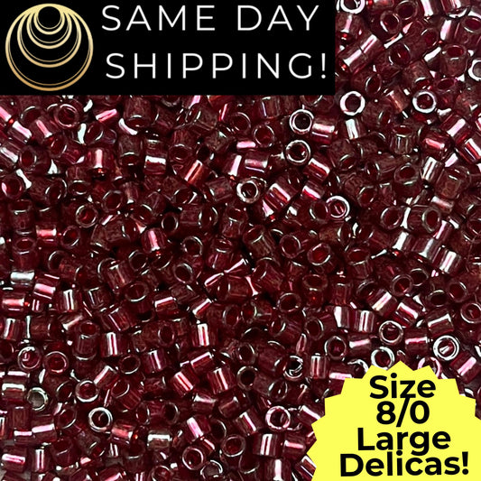DBL0105 8/0 LARGE Miyuki Delica Beads Garnet Gold Luster