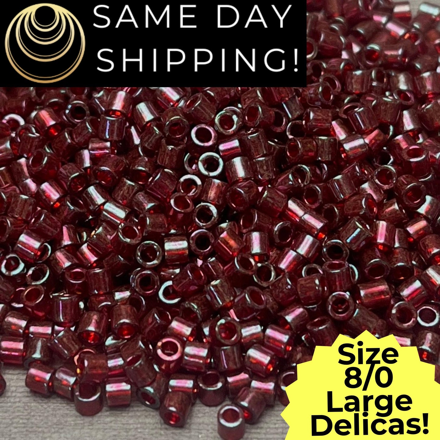 DBL0105 8/0 LARGE Miyuki Delica Beads Garnet Gold Luster