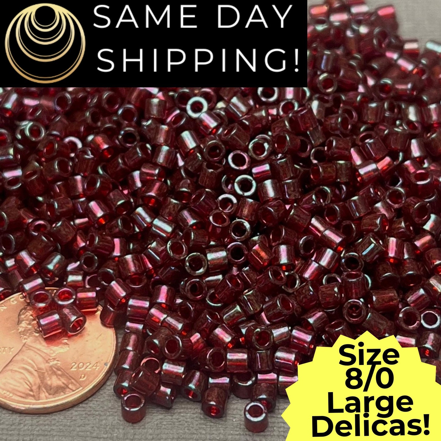 DBL0105 8/0 LARGE Miyuki Delica Beads Garnet Gold Luster