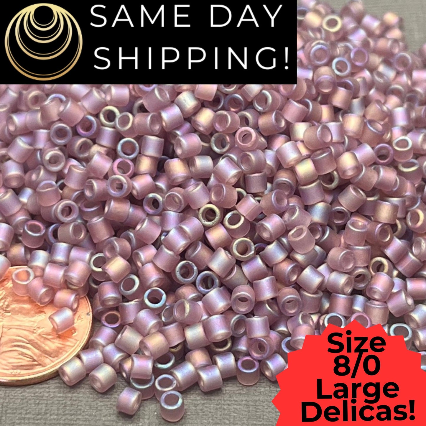 DBL0857 8/0 LARGE Miyuki Delica Beads Matte Transparent Smoky Amethyst AB